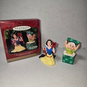 Hallmark Keepsake Snow White Set of 2‎ Anniversary Edition Ornaments & Dopey!
